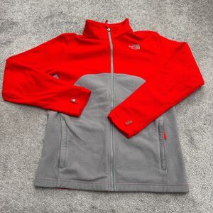 The North Face Glacier Fleece Jacket Boys XL Red Gray Full Zip Pocket Outdoor
